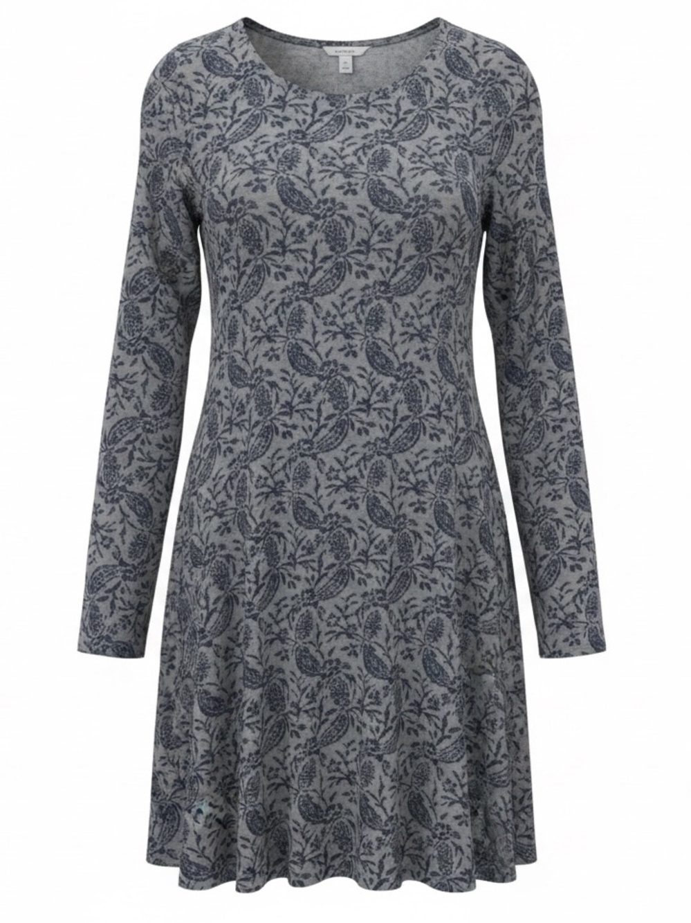 Old Navy Grey Floral LS Knit Swing Dress Small